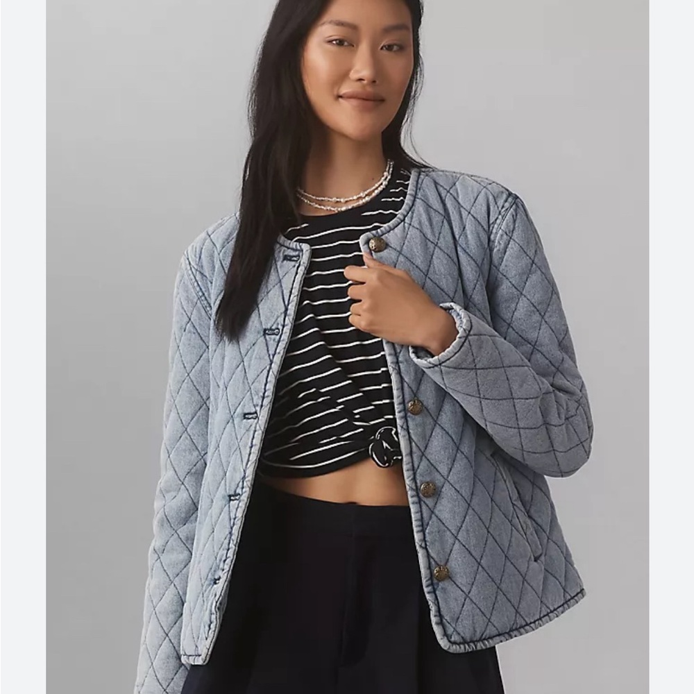By Anthropologie Quilted Jacket light blue size XS